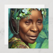 Caribbean Queen Black Woman Portrait Flat Gruß (Vorne/Hinten)