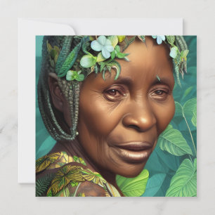Caribbean Queen Black Woman Portrait Flat Gruß