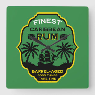 Caribbean Rum Gift Quadratische Wanduhr