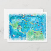 Caribbean Sea Vintage Reiseplan Postkarte (Vorne/Hinten)