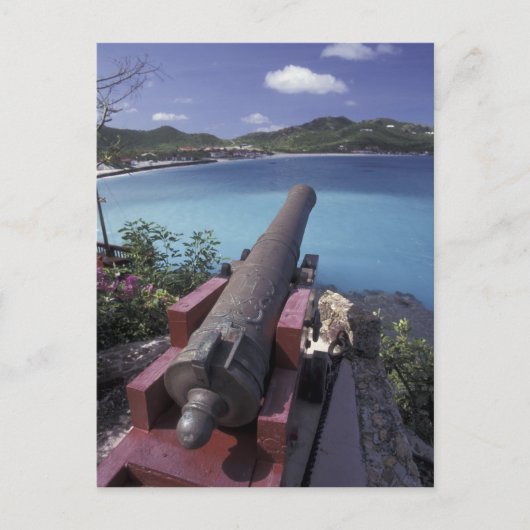 CARIBBEAN, St. Barts, Connon, die in die Bucht von Postkarte (Vorderseite)
