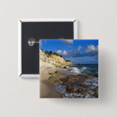 Caribbean, St. Martin, Cliffs am Strand von Cupeco Button (Vorne & Hinten)