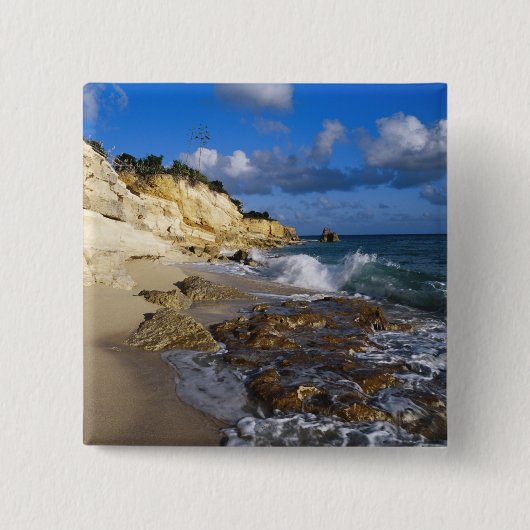 Caribbean, St. Martin, Cliffs am Strand von Cupeco Button (Vorderseite)