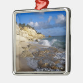 Caribbean, St. Martin, Cliffs am Strand von Cupeco Silbernes Ornament (Links)