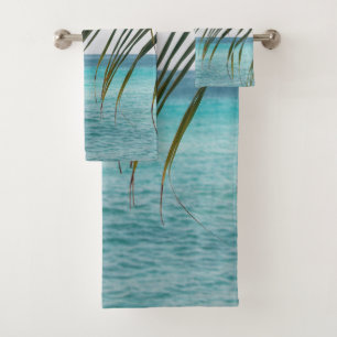 Caribbean Sunrise Ocean Palm 1 Badhandtuch Set
