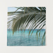 Caribbean Sunrise Ocean Palm 1 Wandteppich (Vorderseite)