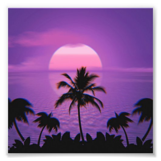 Caribbean Sunset Vaporwave Ästhetische Retro 80er Fotodruck (Vorne)