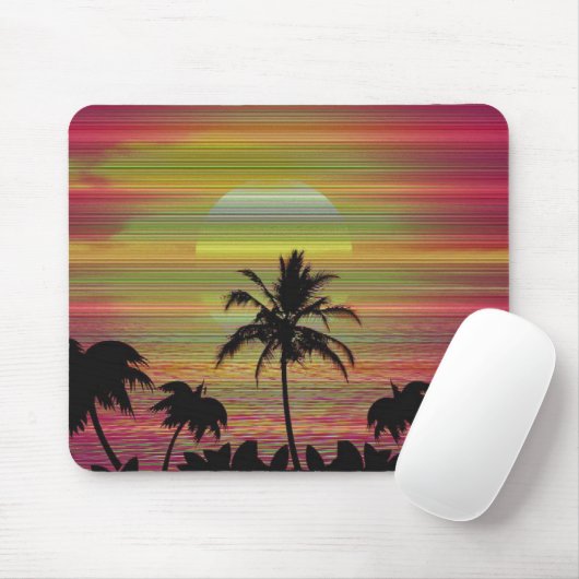 Caribbean Sunset Vaporwave Ästhetische Retro 80er Mousepad (Mit Mouse)