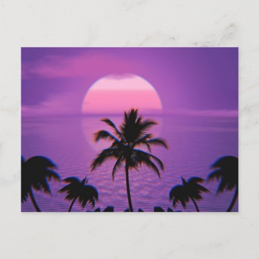 Caribbean Sunset Vaporwave Ästhetische Retro 80er Postkarte (Vorderseite)
