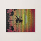 Caribbean Sunset Vaporwave Ästhetische Retro 80er  Puzzle (Horizontal)