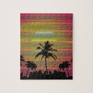 Caribbean Sunset Vaporwave Ästhetische Retro 80er  Puzzle