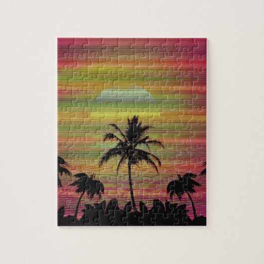 Caribbean Sunset Vaporwave Ästhetische Retro 80er  Puzzle (Vertikal)