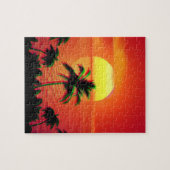 Caribbean Sunset Vaporwave Ästhetische Retro 80er  Puzzle (Horizontal)