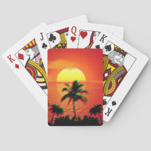 Caribbean Sunset Vaporwave Ästhetische Retro 80er Spielkarten