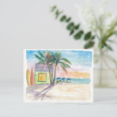 Caribbean Surf Beach Bar Boards und Sunset Postkarte (Stehend Vorderseite)