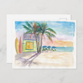 Caribbean Surf Beach Bar Boards und Sunset Postkarte (Vorne/Hinten)