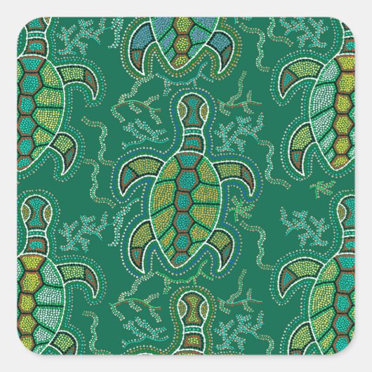 Caribbean Tortuga Quadratischer Aufkleber (Vorderseite)