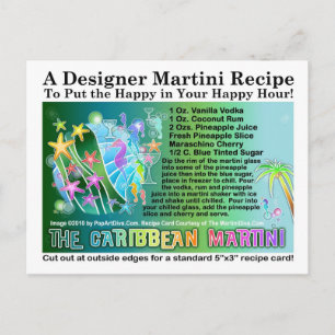 Caribbean Tropical Martini Rezept Card Postkarte
