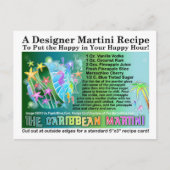 Caribbean Tropical Martini Rezept Card Postkarte (Vorderseite)