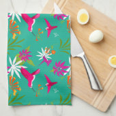 Caribbean Vibes Bright Hummingbird Pattern Geschirrtuch (Viertel Falte)