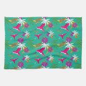 Caribbean Vibes Bright Hummingbird Pattern Geschirrtuch (Horizontal)