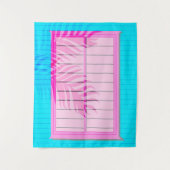 Caribbean Vibes Pink und Blue Window Shutters Wandteppich (Vorderseite)