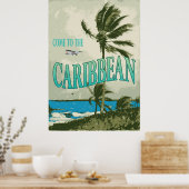 Caribbean Vintage Travel Poster (Küche)