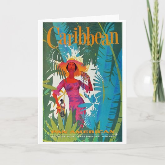 Caribbean Vintage Travel Poster Karte (Vorderseite)