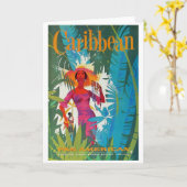 Caribbean Vintage Travel Poster Karte (Gelbe Blume)