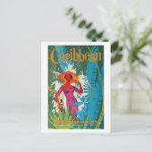 Caribbean Vintage Travel Poster Postkarte (Stehend Vorderseite)