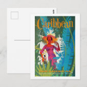 Caribbean Vintage Travel Poster Postkarte (Vorne/Hinten)
