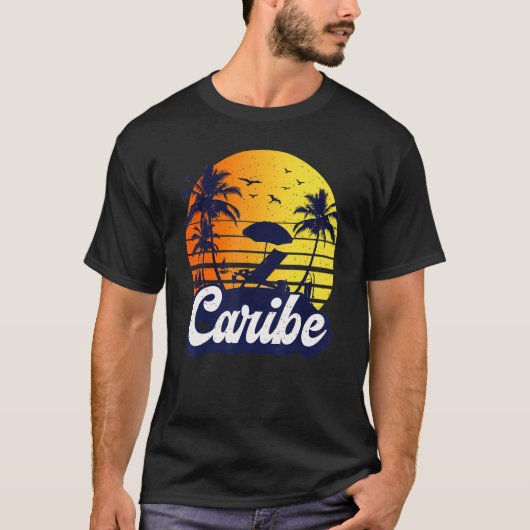 Caribe Sunset Beach Retro T-Shirt (Vorderseite)