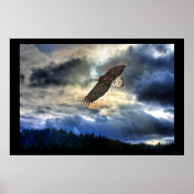 Cariboo Bald Eagle & Sunset Motivierend Poster