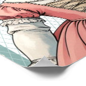 Caricature Girl dressed up  in Vintage French  Poster (Ecke)