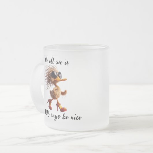 Caricature of HR, Meme, Office humor mug. Mattglastasse (Vorderseite Links)