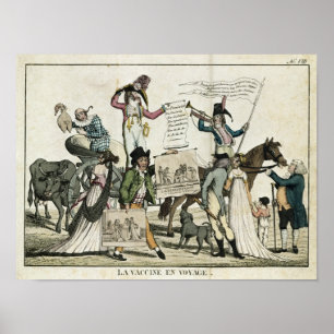 Caricature of quack doctors offering vaccines poster