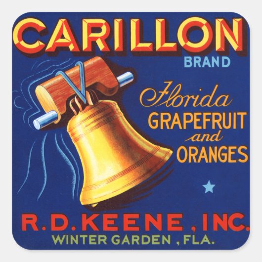 Carillon Brand Florida Grapefruit Quadratischer Aufkleber (Vorderseite)