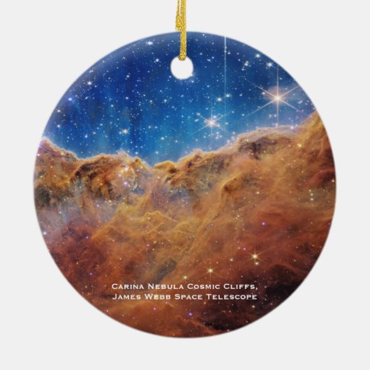 Carina Nebula Cosmic Cliffs James Webb Weihnachten Keramik Ornament (Hinten)