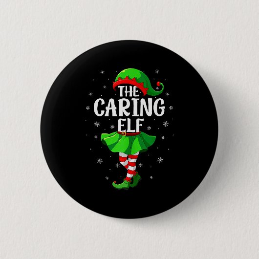 Caring Elf Christmas Girls Women Elf Squad Xmas Fa Button (Vorderseite)