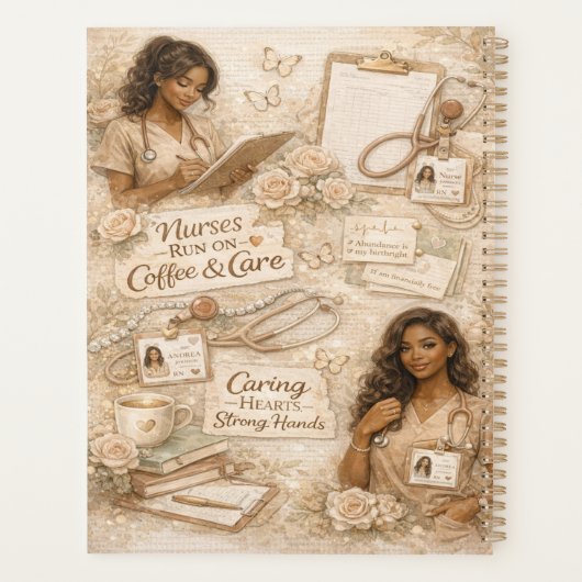 Caring hearts strong hands coffee lover planer (Rückseite)