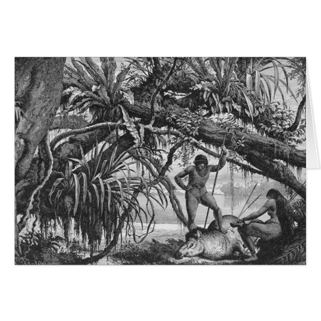 Caripuna amerikanischer Ureinwohner mit Tapir (Vorderseite (Horizontal))