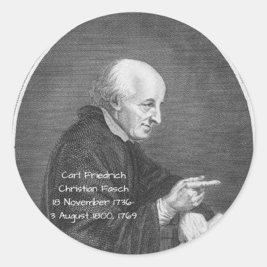 Carl Friedrich Christlich Fasch 1769 Runder Aufkleber (Vorderseite)