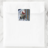 Carl Helping Santa Claus von (b) Quadratischer Aufkleber (Tasche)