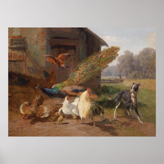 Carl Jutz Vintag den Hund im Geflügelhof Poster (Vorne)