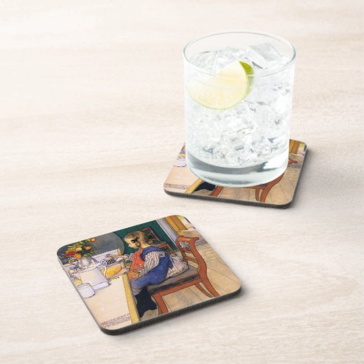 Carl Larsson A Late Risers Miserable Breakfast Getränkeuntersetzer (Rechte Seite)