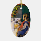 Carl Larsson A Late Riser's Miserable Breakfast Keramik Ornament (Rechts)