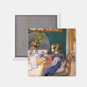 Carl Larsson A Late Riser's Miserable Breakfast Magnet (Vorderseite/Rückseite)