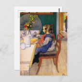 Carl Larsson A Late Riser's Miserable Breakfast Postkarte (Vorne/Hinten)