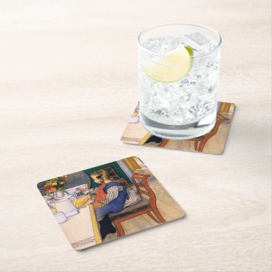 Carl Larsson A Late Risers Miserable Breakfast Rechteckiger Pappuntersetzer (Vor Ort)