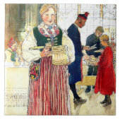 Carl Larsson-Aquarell-Familien-Malerei-Fliese Fliese (Vorderseite)